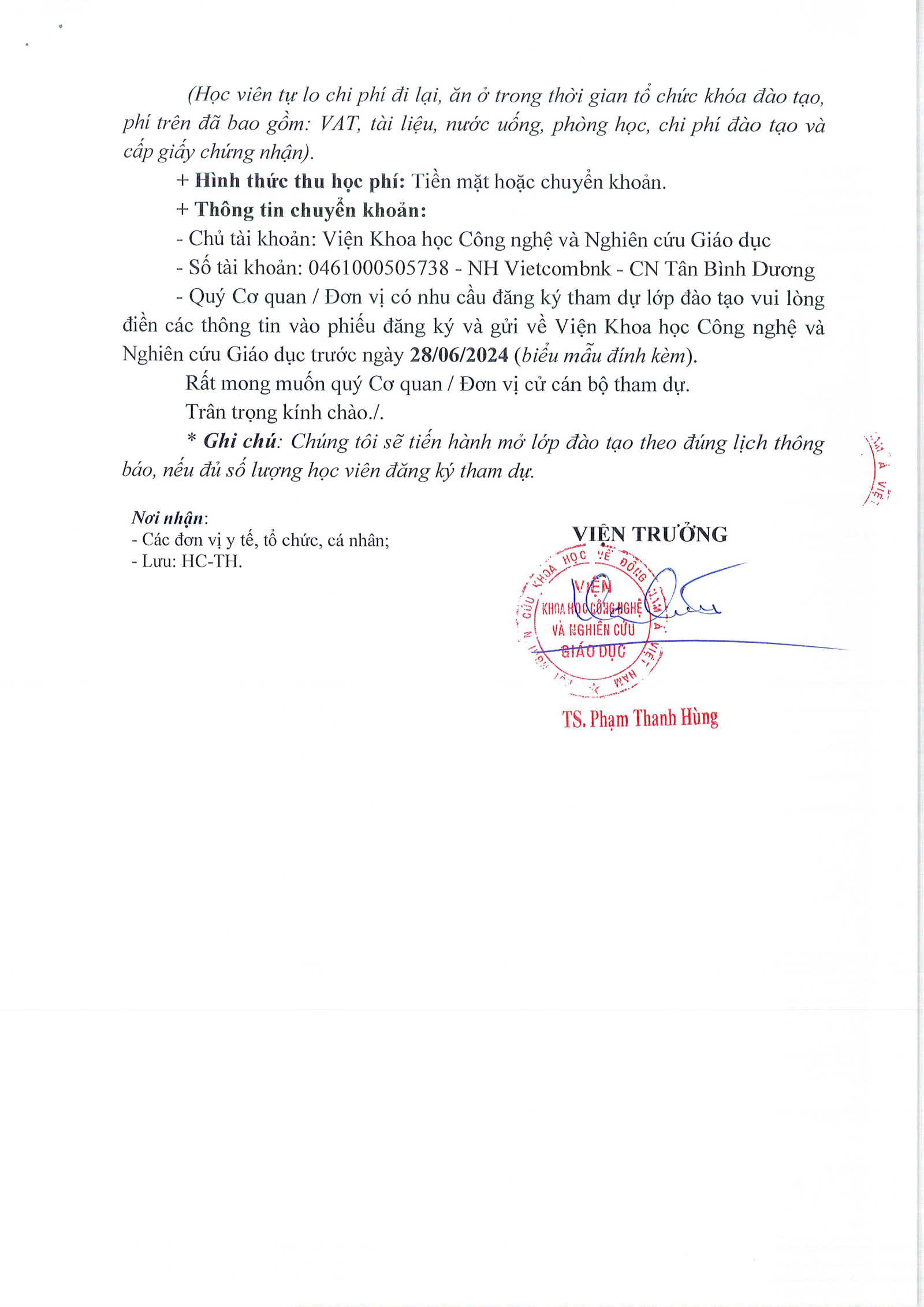 Thông báo mở lớp đào tạo an toàn bức xạ cho nhân viên bức xạ và người phụ trách an toàn trong y tế