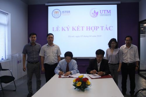 Lễ ký kết hợp tác đào tào Tại Hà Nội ngày 05 tháng 04 năm 2018 Giữa Viện ISTER và Trường Đại học Công nghệ và Quản lý Hữu Nghị ( UTM ).